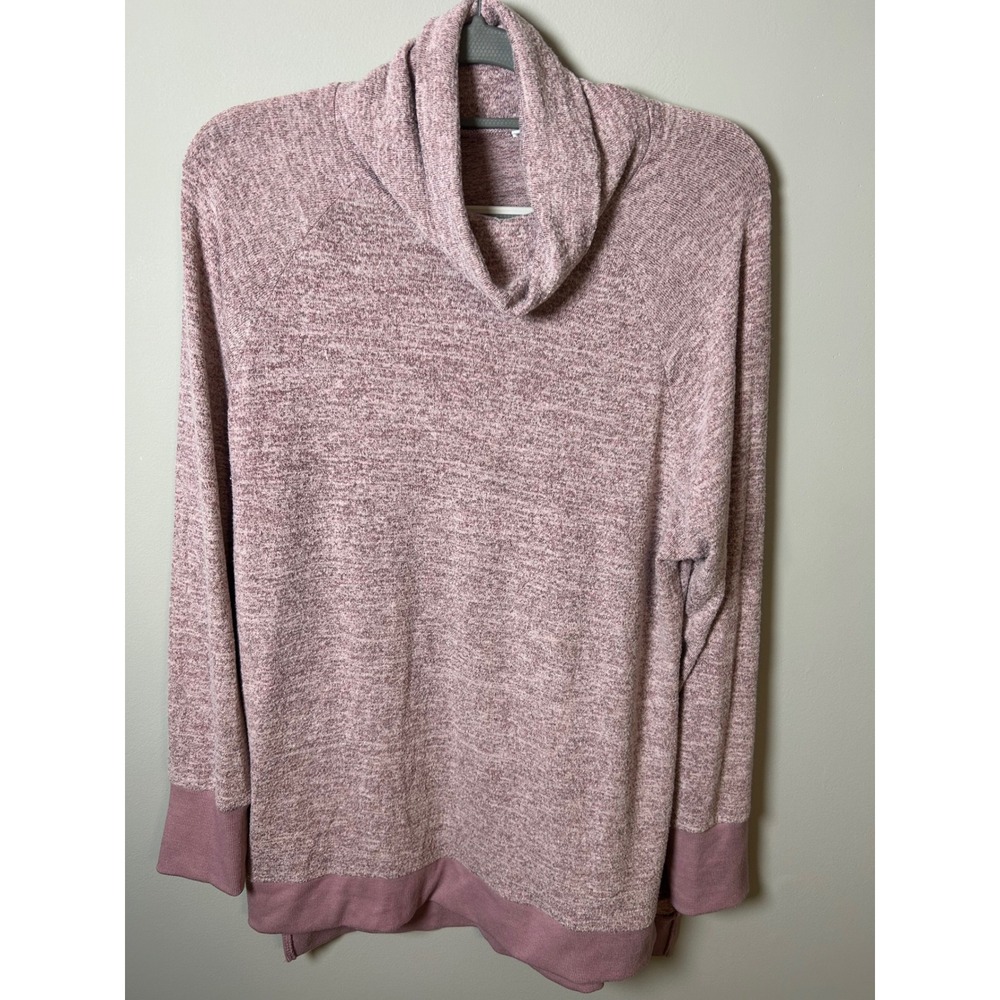 Dusty‎ Rose Marled Knit Cowl Neck Pullover Sweater Women's Large Heathered Pink